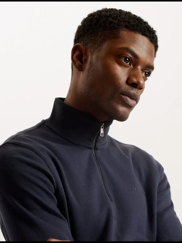 Actos Branded Half Zip Cotton Blend Sweatshirt