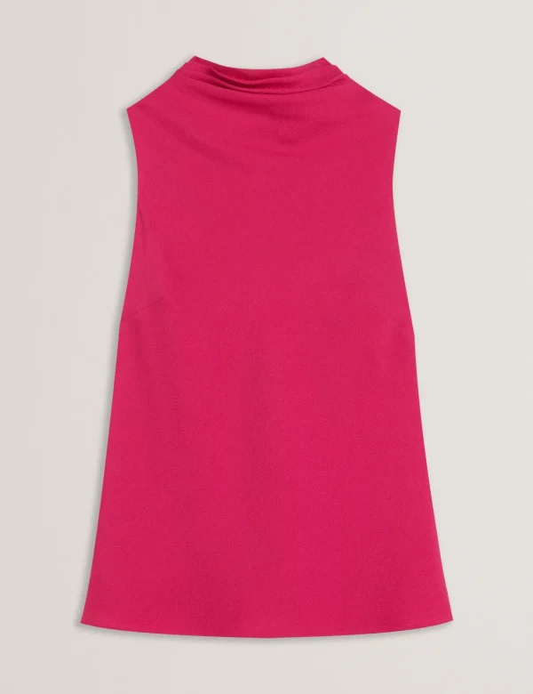 Anini Textured High Neck Sleeveless Top