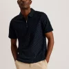 Ansom Short Sleeve Regular Textured Towelling Zip Polo