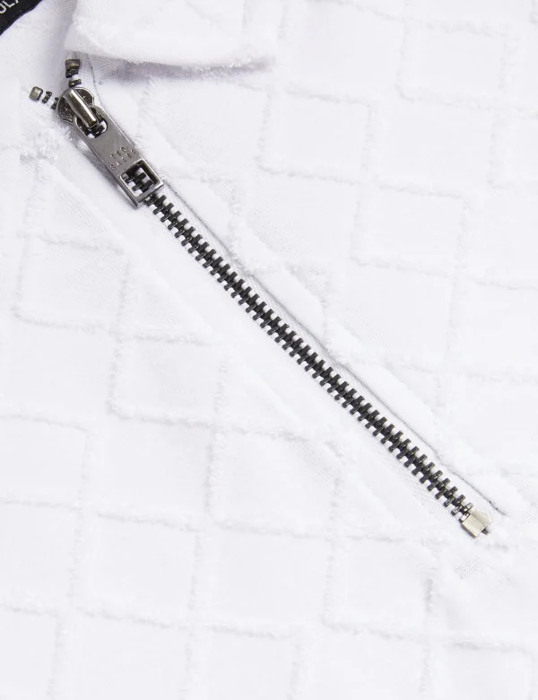 Ansom Short Sleeve Regular Textured Towelling Zip Polo