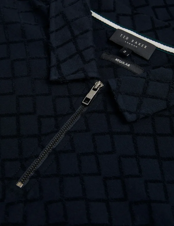 Ansom Short Sleeve Regular Textured Towelling Zip Polo