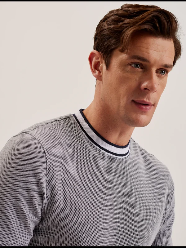 Arlon Textured Stripe Detail Cotton T-Shirt