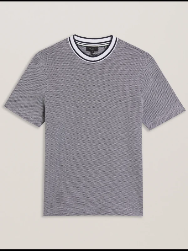 Arlon Textured Stripe Detail Cotton T-Shirt