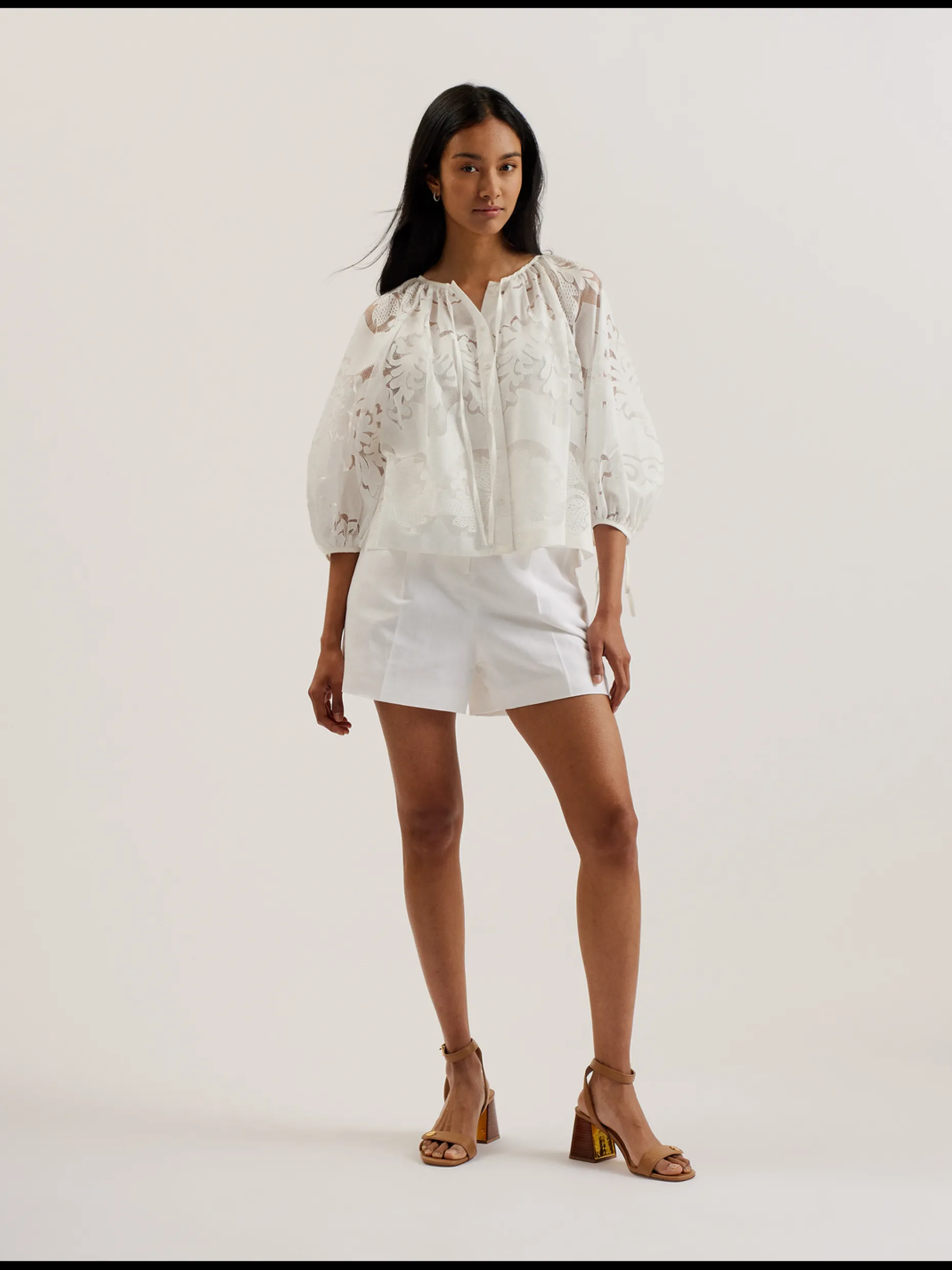 bacina_lace__balloon_slee_0-1.webp Bacina Lace 3/4 Balloon Sleeve Blouse