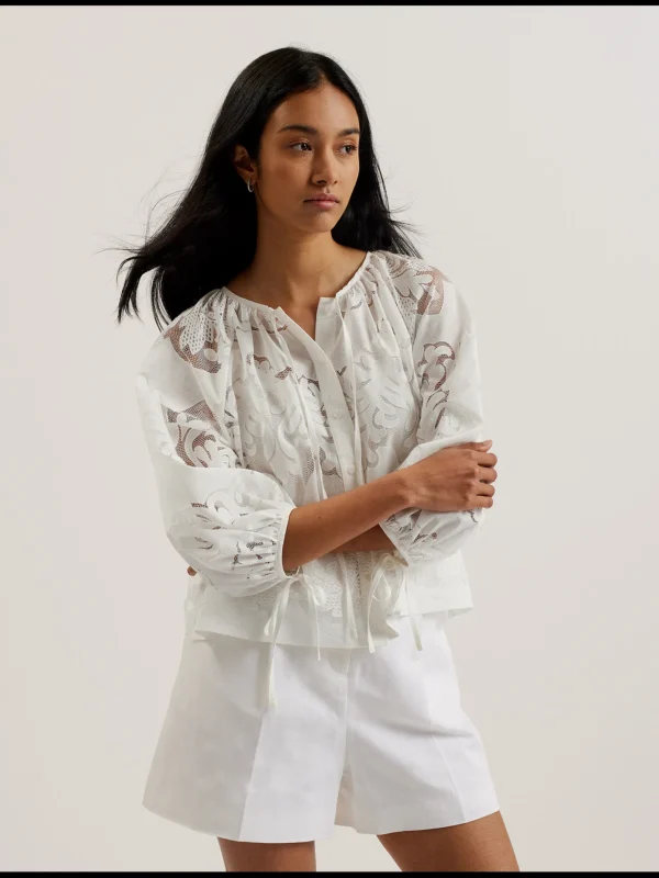 Bacina Lace 3/4 Balloon Sleeve Blouse
