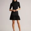 Canddy Pleated Hem Bodycon Knit Mini Dress