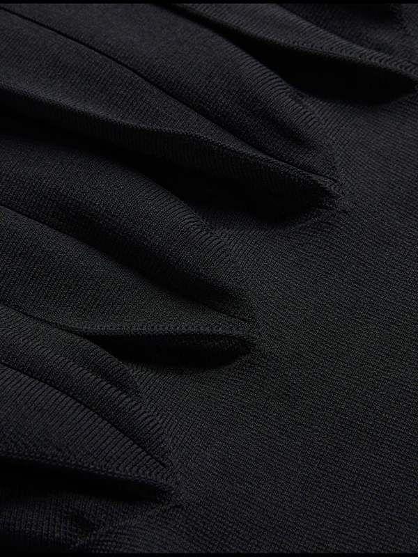 Canddy Pleated Hem Bodycon Knit Mini Dress