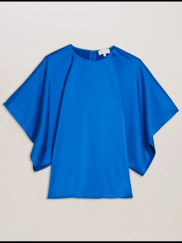 Cherika Batwing Short Sleeve Satin Blouse