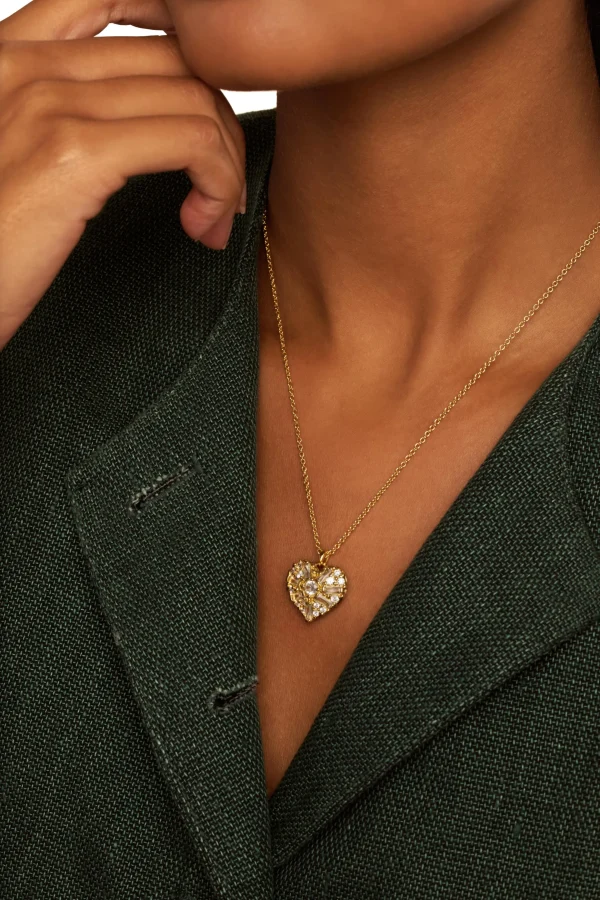 Cherish Crystal Cluster Heart Locket Pendant Necklace