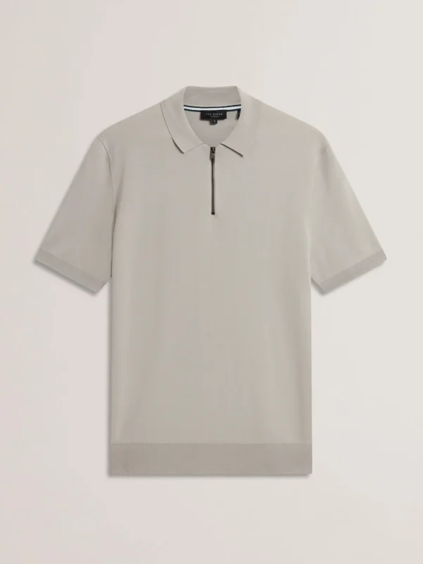 Daldin Zip Collar Stretch Knit Polo Shirt