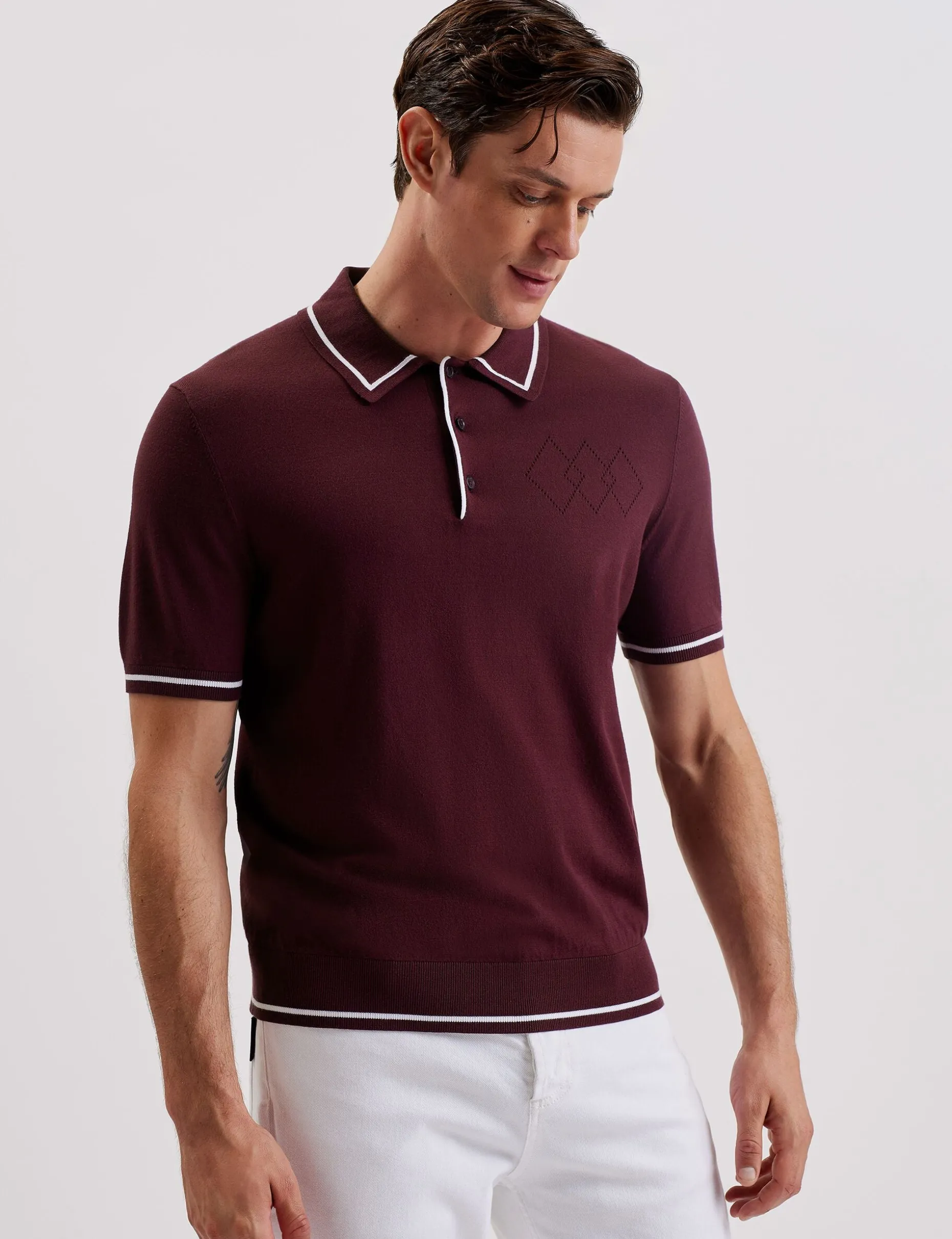 dunow_pointelle_detail_st_1.webp Dunow Pointelle Detail Striped Trim Polo Shirt