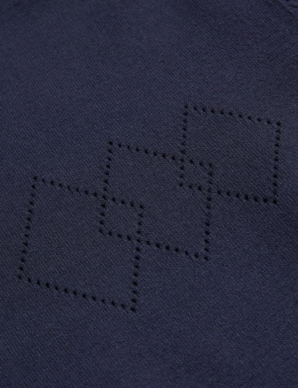 Dunow Pointelle Detail Striped Trim Polo Shirt