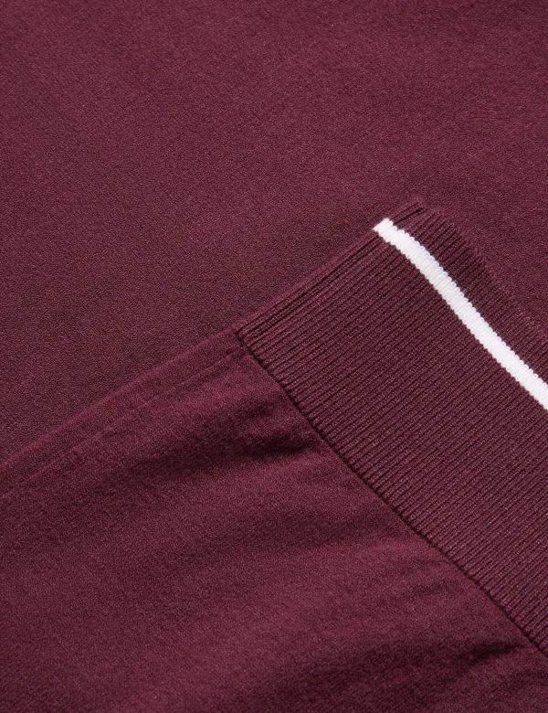 Dunow Pointelle Detail Striped Trim Polo Shirt