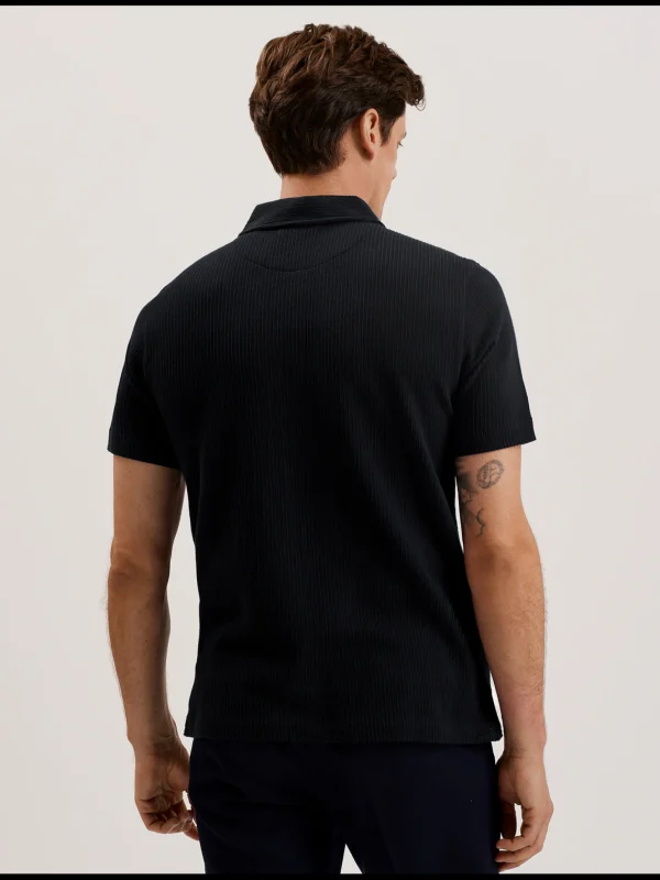 Elgrave Ribbed Cotton Zip Neck Polo Shirt