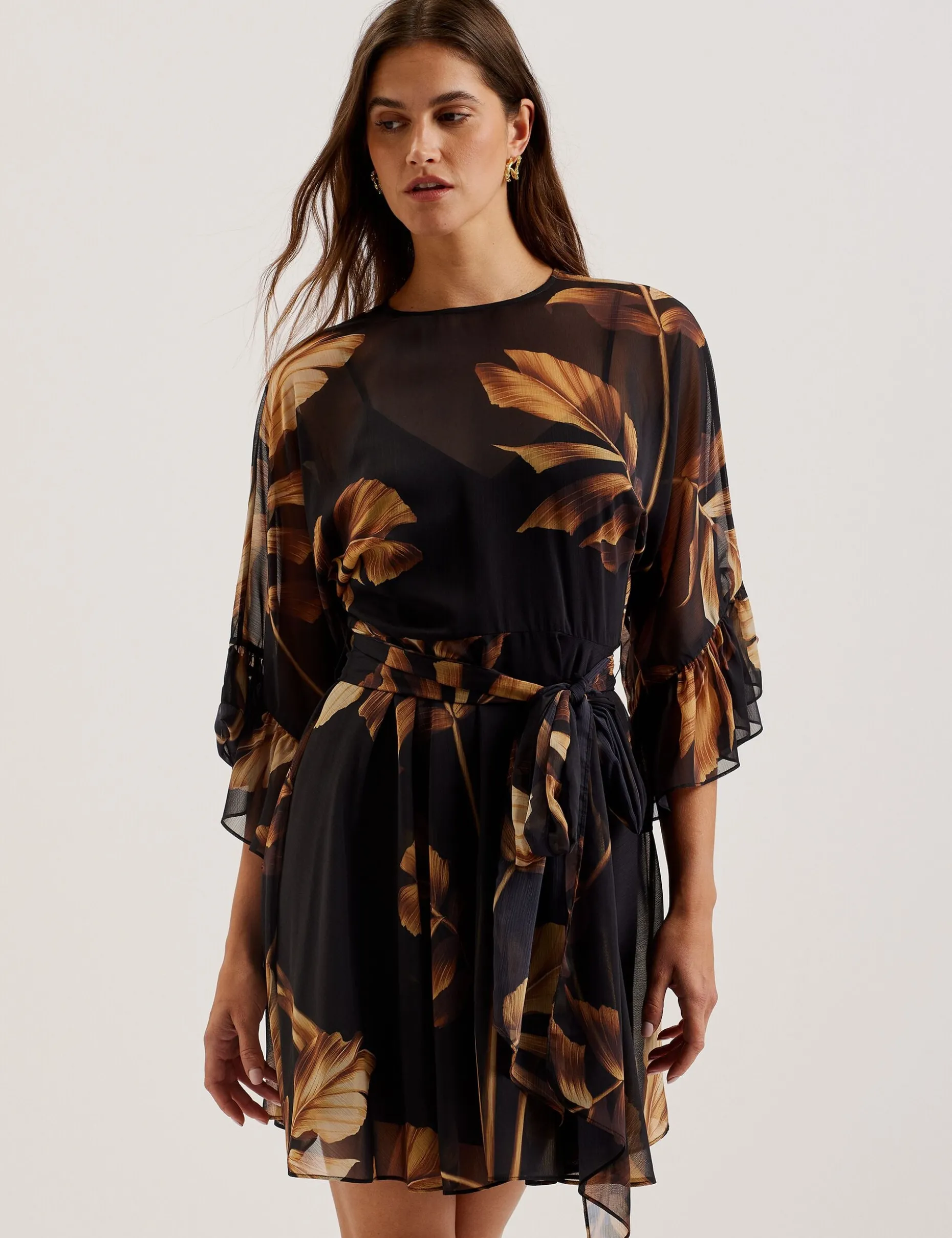 elster_printed_chiffon_mi_0.webp Elster Printed Chiffon Mini Dress With Tie Waist