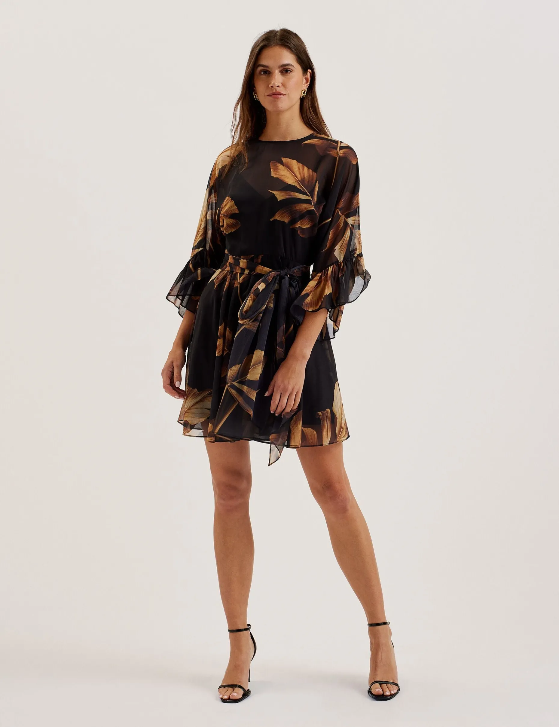 elster_printed_chiffon_mi_1.webp Elster Printed Chiffon Mini Dress With Tie Waist