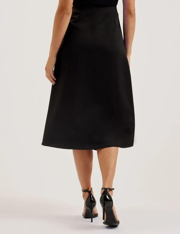 Erva Asymmetric Satin Wrap Midi Skirt