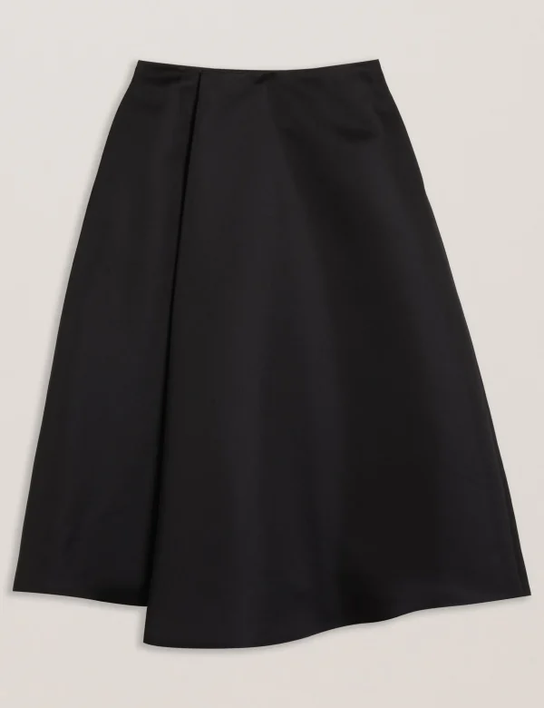 Erva Asymmetric Satin Wrap Midi Skirt