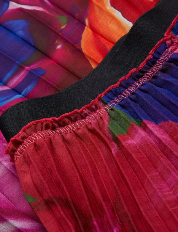 Evola Printed Pleated Midi Skirt