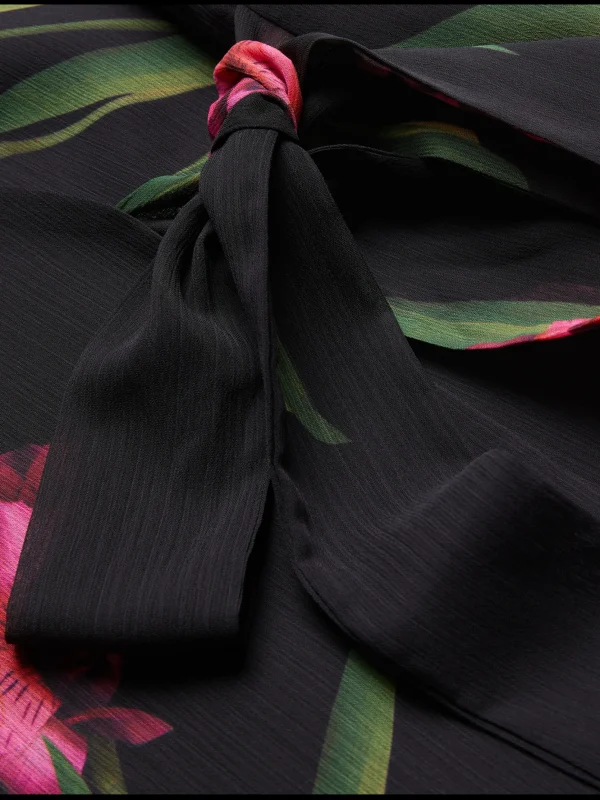 Fasnia Floral Angel Sleeve Wrap Mini Dress