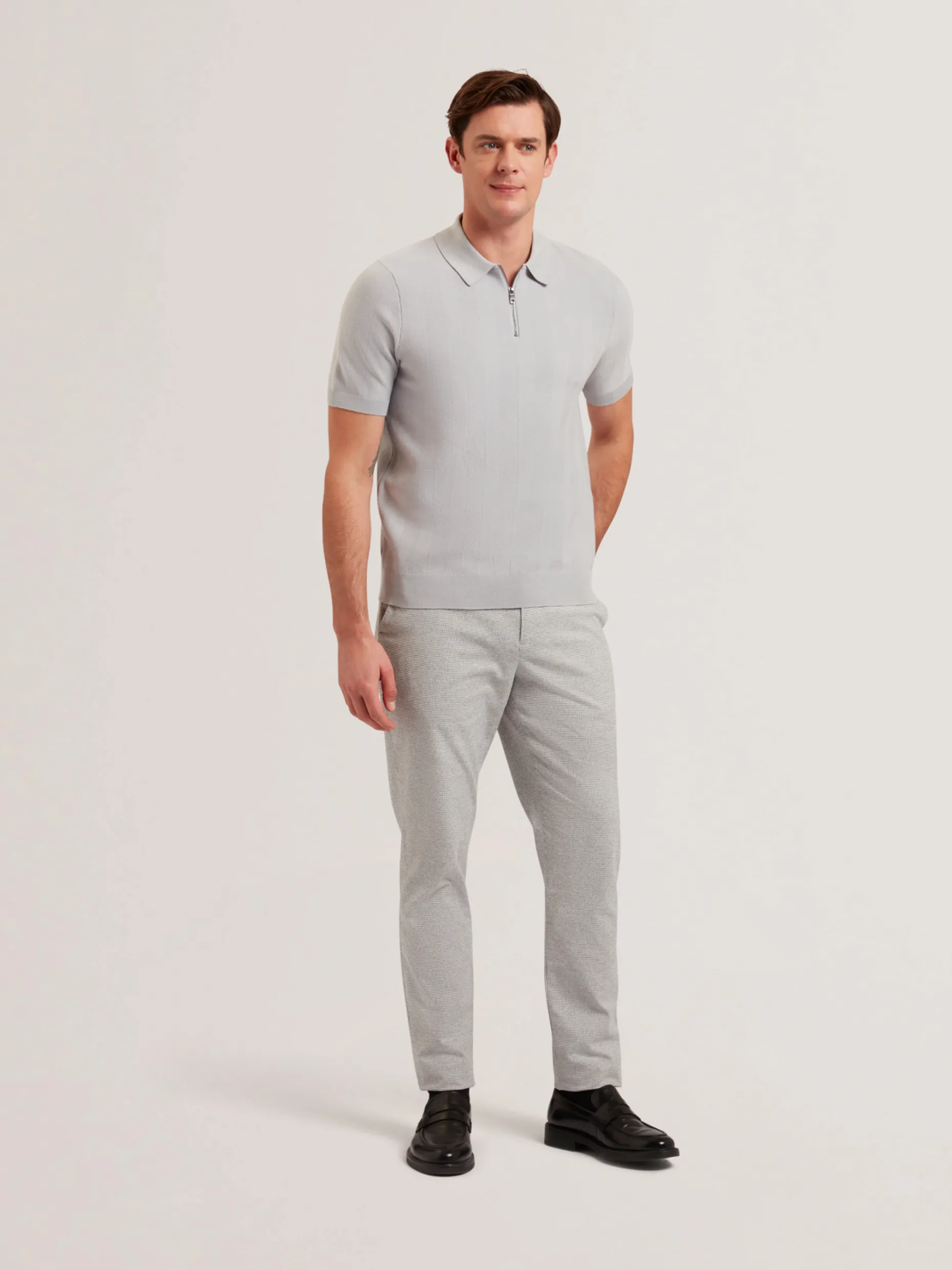 fourd_short_sleeve_herrin_0-2.webp Fourd Short Sleeve Herringbone Zip Polo