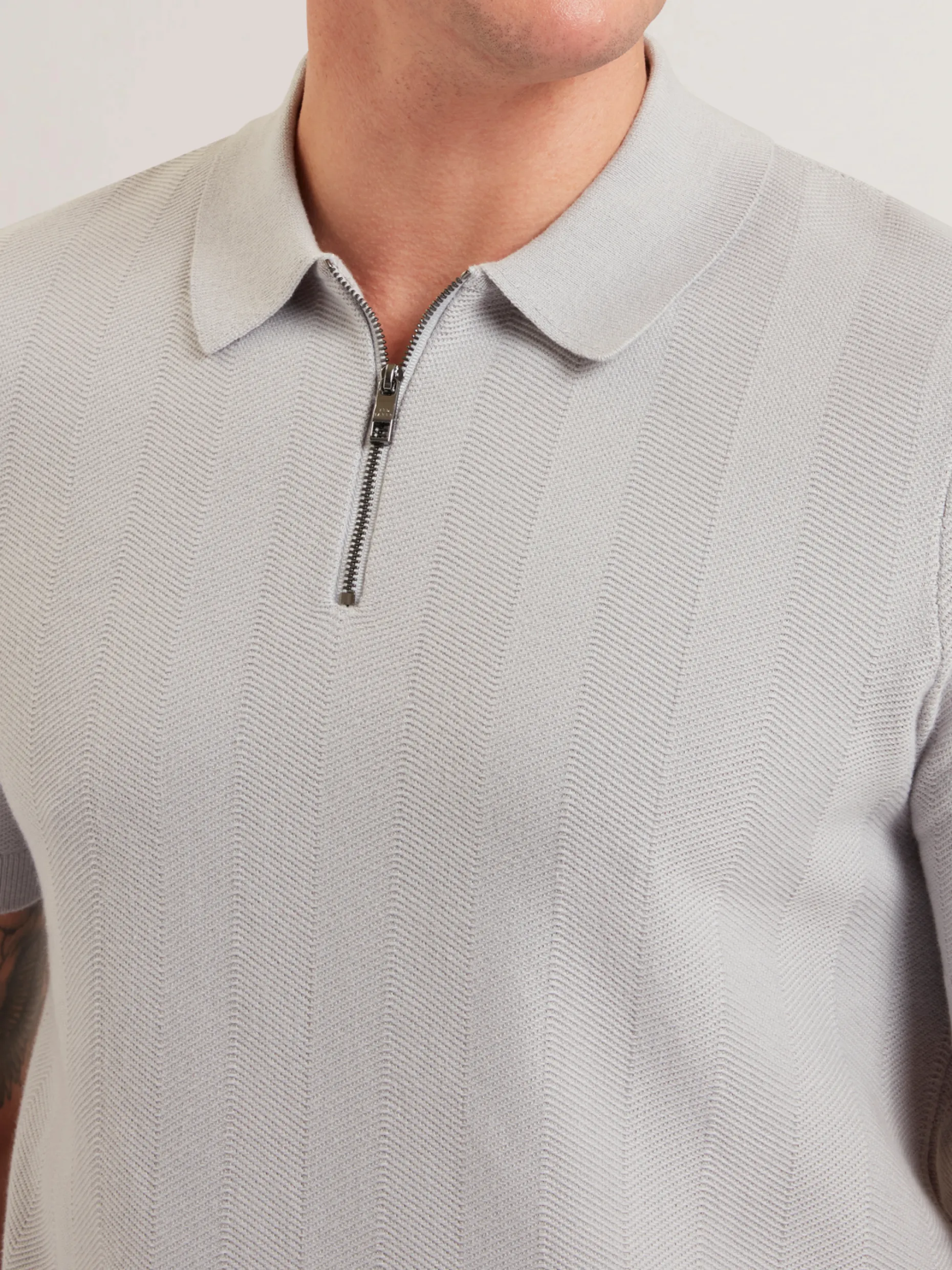 fourd_short_sleeve_herrin_2-2.webp Fourd Short Sleeve Herringbone Zip Polo