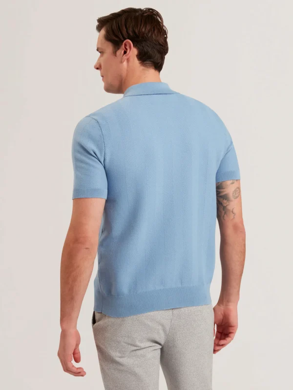 Fourd Short Sleeve Herringbone Zip Polo