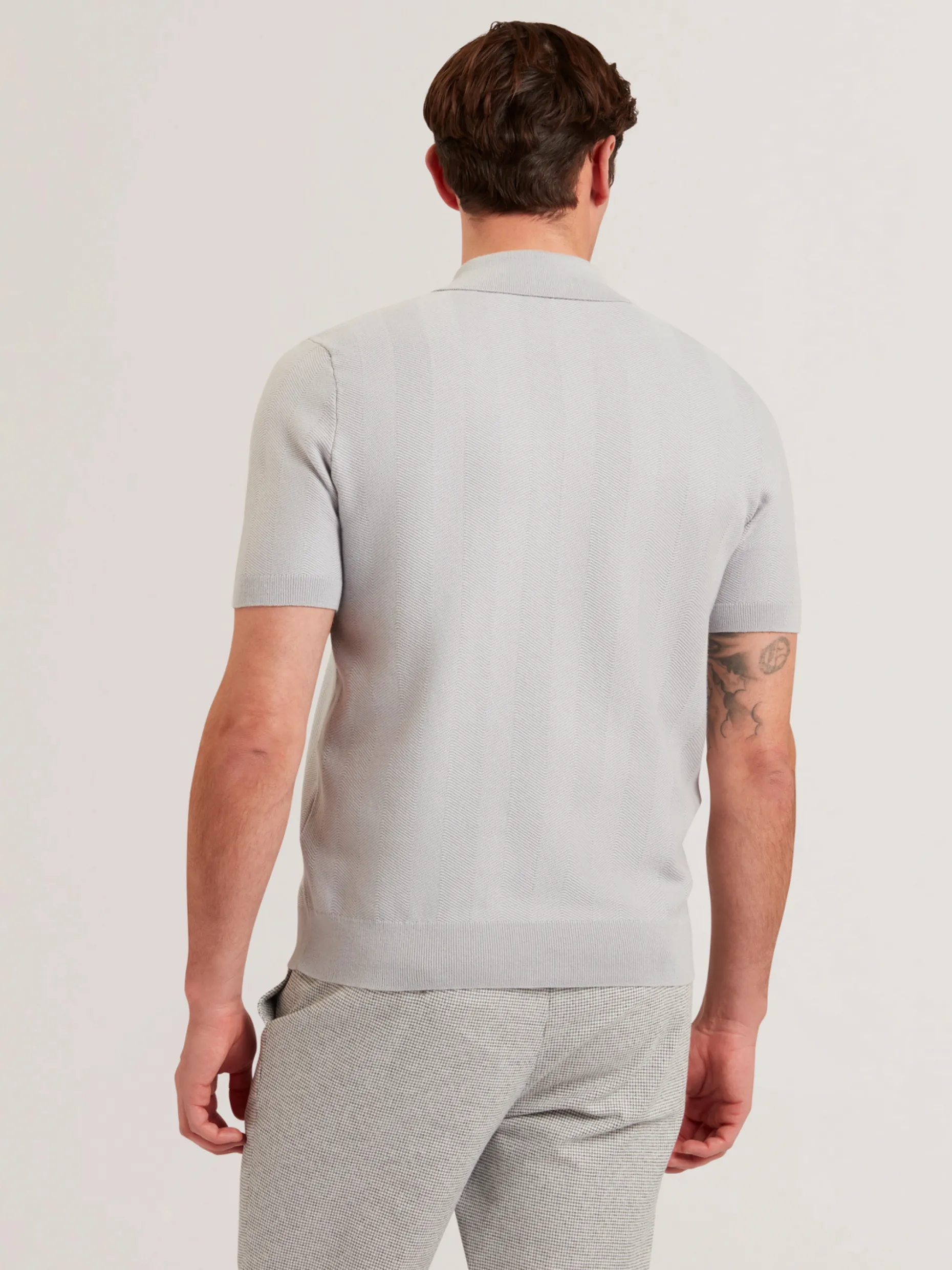 fourd_short_sleeve_herrin_3-2.webp Fourd Short Sleeve Herringbone Zip Polo