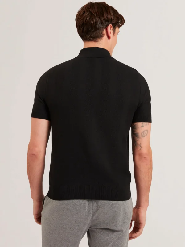 Fourd Short Sleeve Herringbone Zip Polo