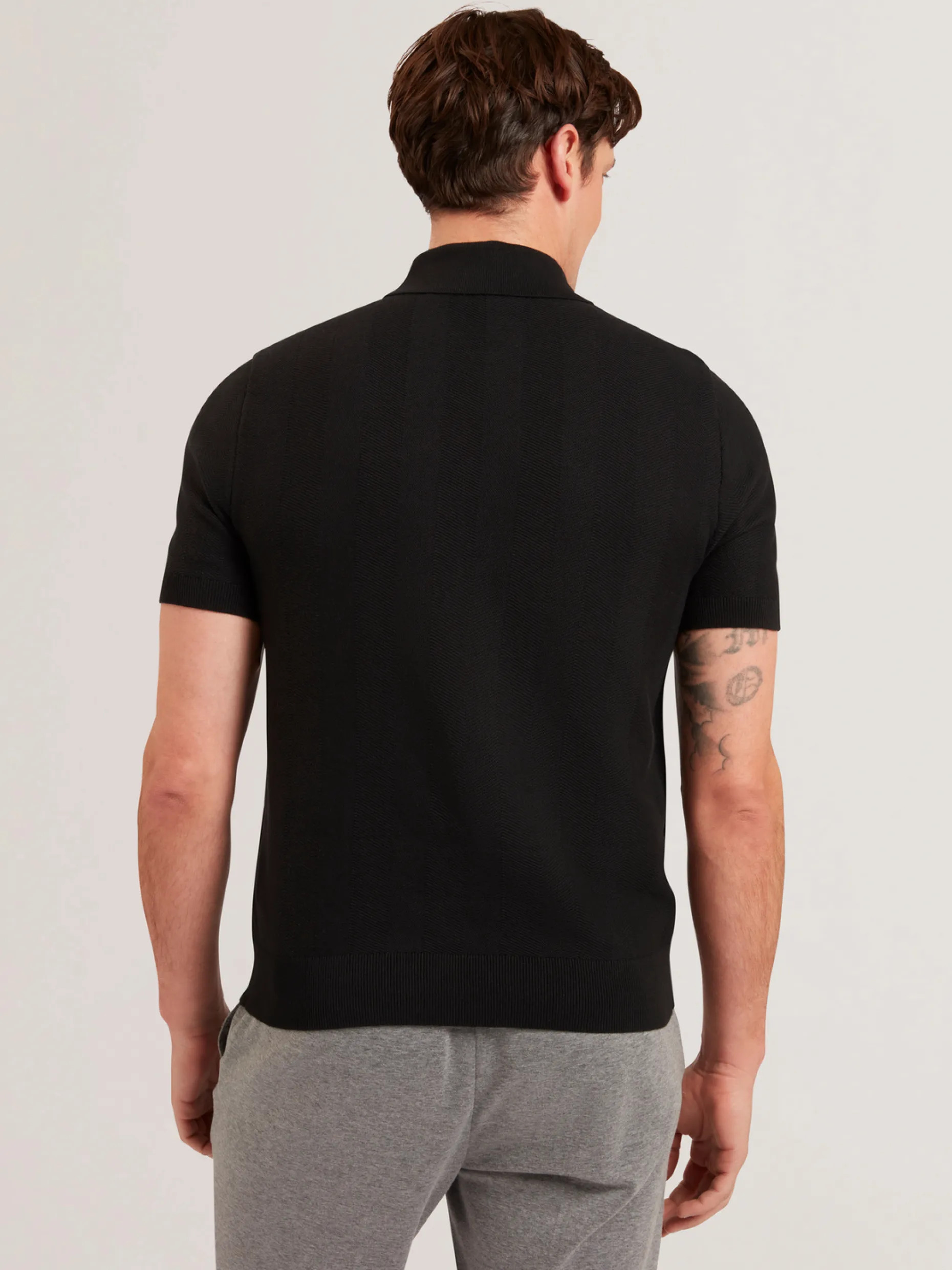 fourd_short_sleeve_herrin_3.webp Fourd Short Sleeve Herringbone Zip Polo