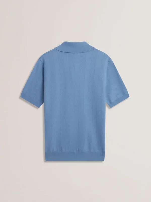 Fourd Short Sleeve Herringbone Zip Polo