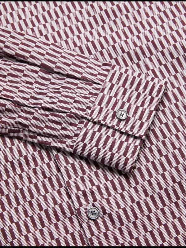 Frestin Geometric Pattern Slim Long Sleeve Shirt