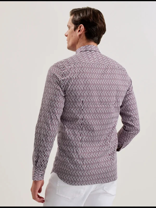 Frestin Geometric Pattern Slim Long Sleeve Shirt