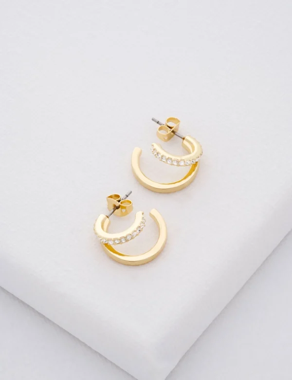 Helias Crystal Double Hoop Earrings