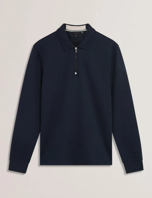 Ingmar Long Sleeve Cotton Blend Zip Polo Shirt