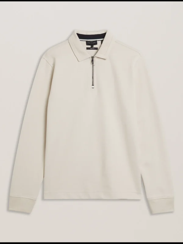 Ingmar Long Sleeve Cotton Blend Zip Polo Shirt