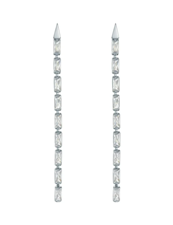 Isalie Baguette Crystal Long Drop Earrings