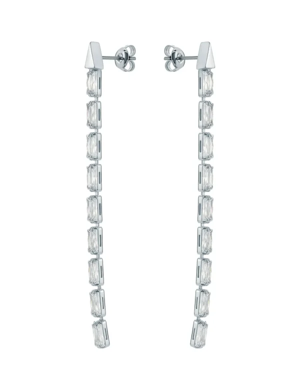 Isalie Baguette Crystal Long Drop Earrings