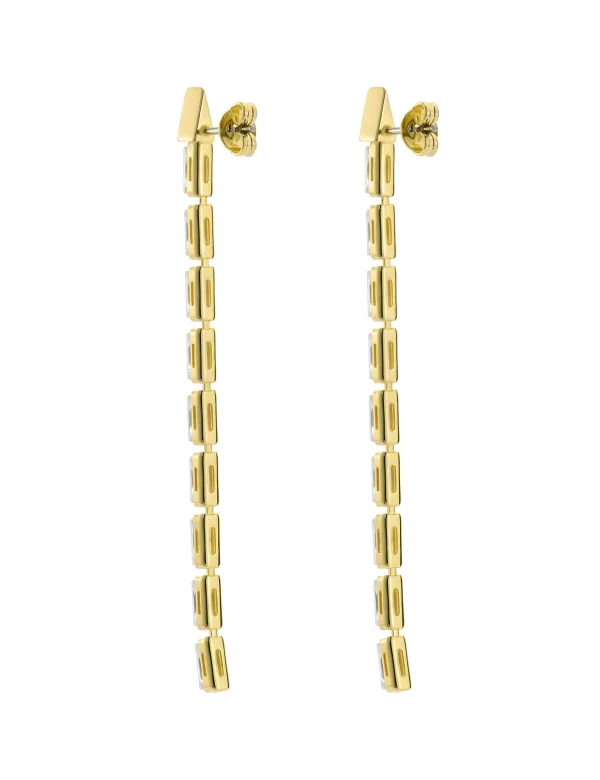 Isalie Baguette Crystal Long Drop Earrings