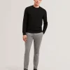 Jamals Long Sleeve Herringbone Stitch Crew Neck Sweater