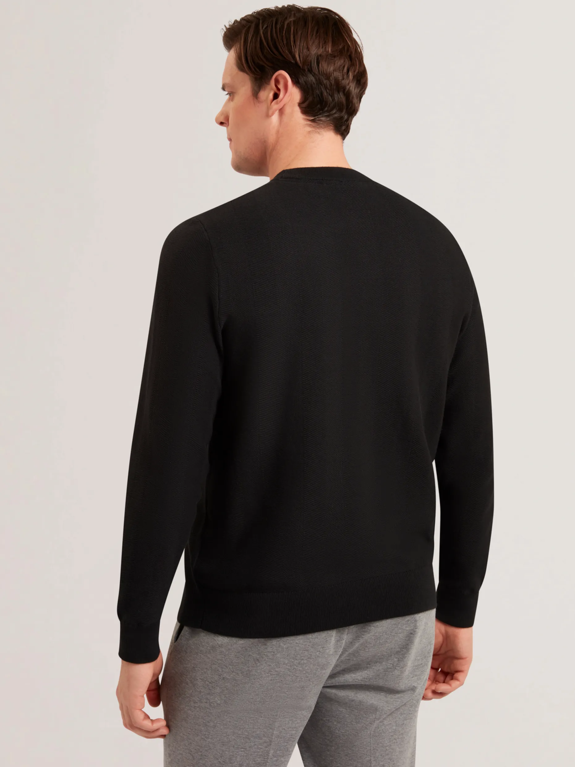 jamals__long_sleeve_herri_3.webp Jamals Long Sleeve Herringbone Stitch Crew Neck Sweater
