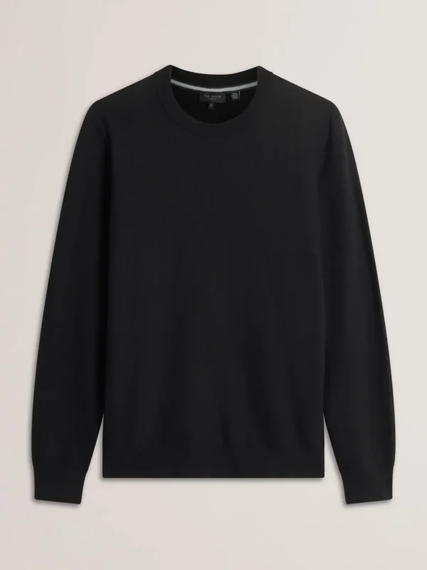 Jamals Long Sleeve Herringbone Stitch Crew Neck Sweater