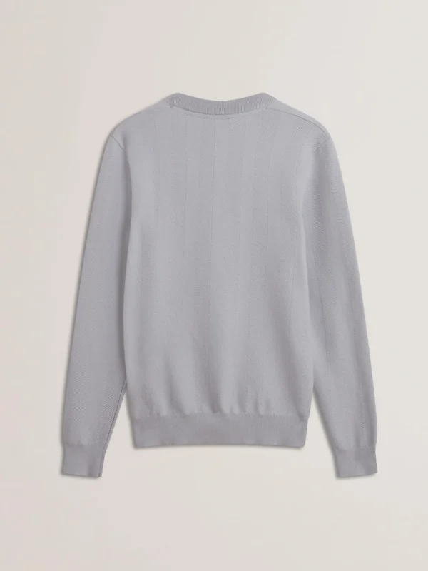 Jamals Long Sleeve Herringbone Stitch Crew Neck Sweater