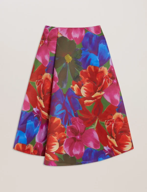 Joralee Printed Wrap Midi Skirt