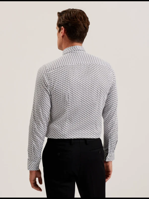 Joshhy Slim Fit Geometric Long Sleeve Shirt