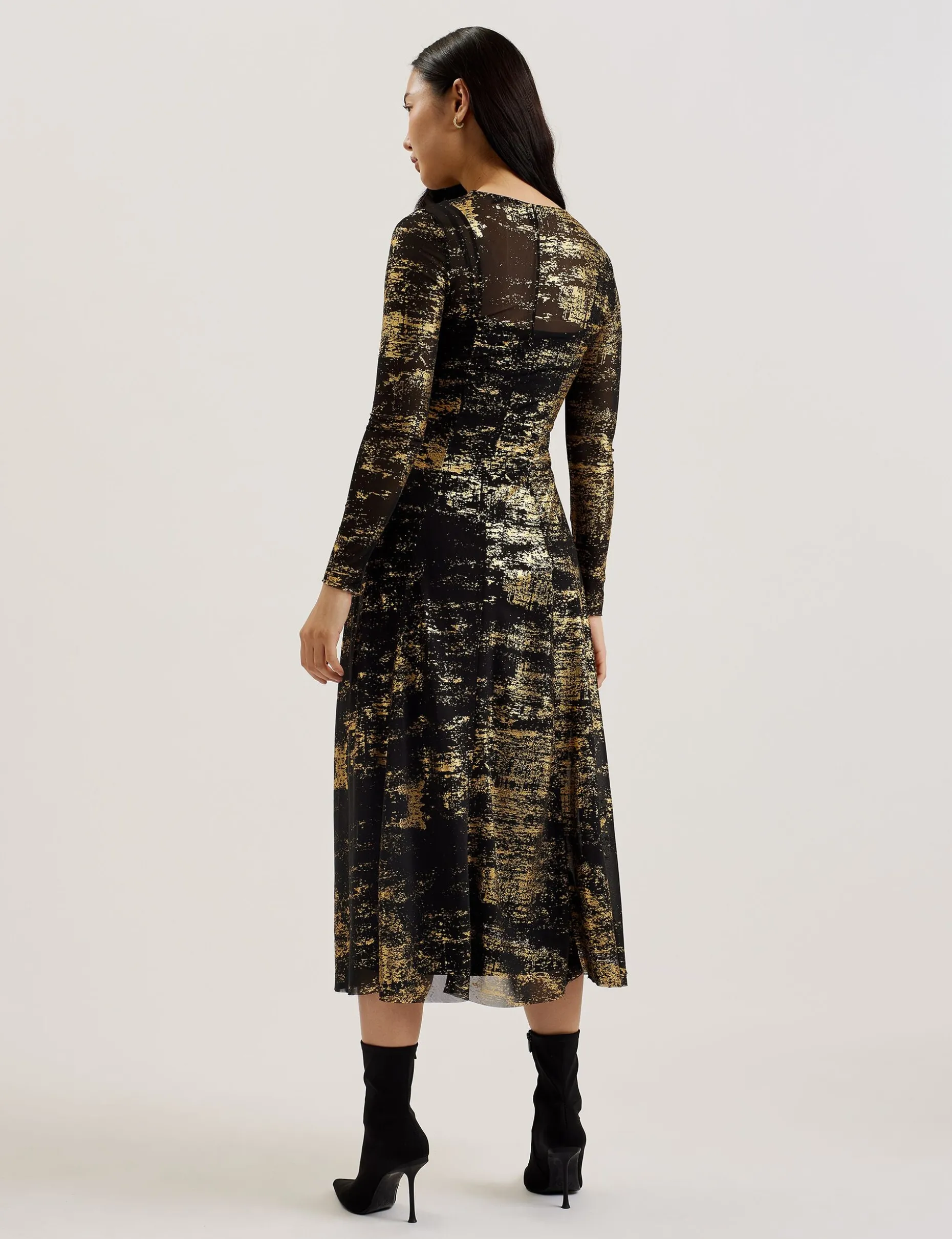 junhaa_foil_print_long_sl_3.webp Junhaa Foil Print Long Sleeve Mesh Midi Dress