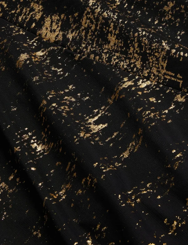 Junhaa Foil Print Long Sleeve Mesh Midi Dress