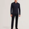 Kalend Long Sleeve Zip Neck Herringbone Polo