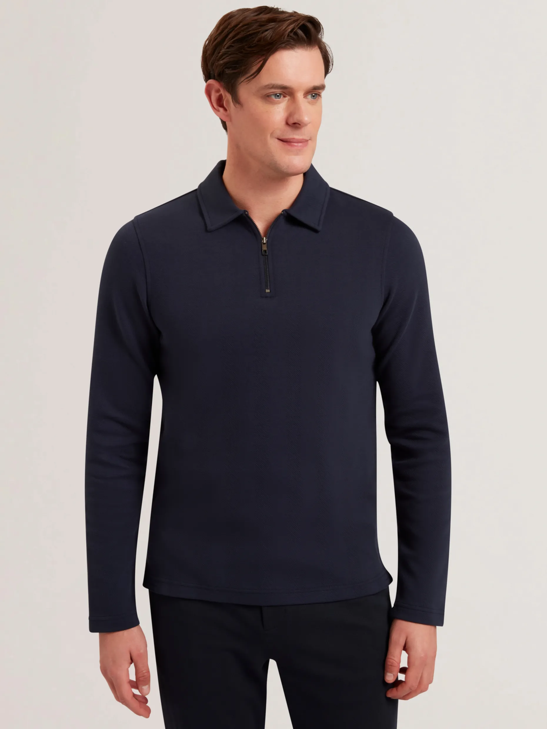 kalend_long_sleeve_zip_ne_1.webp Kalend Long Sleeve Zip Neck Herringbone Polo