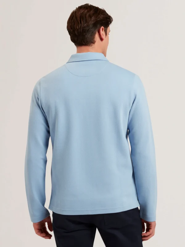 Kalend Long Sleeve Zip Neck Herringbone Polo